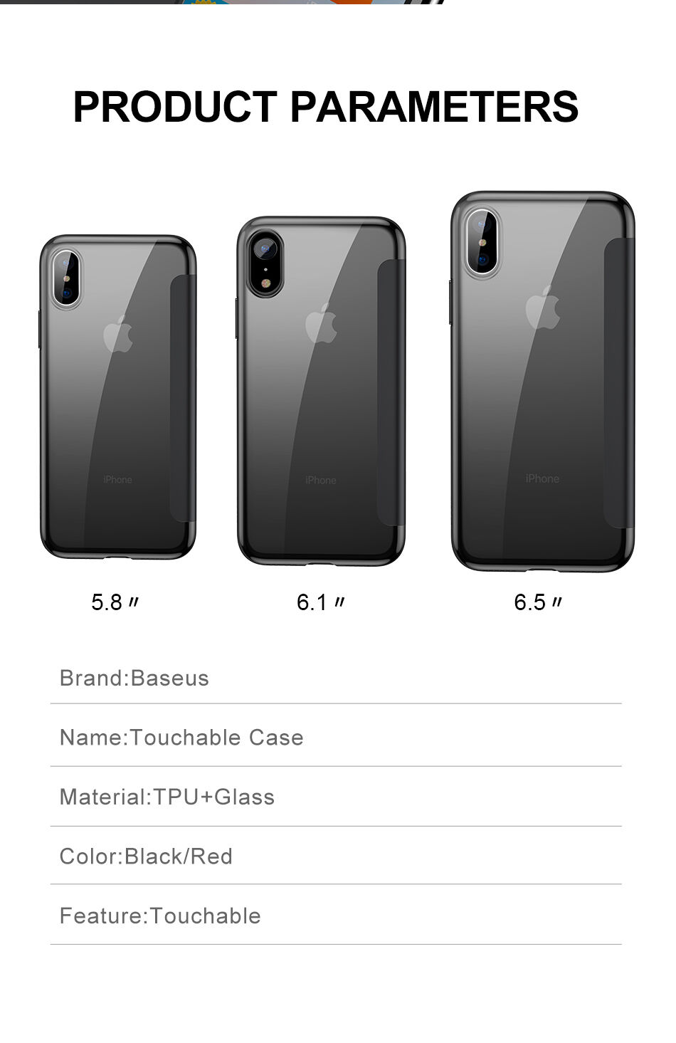 BASEUS флип калъф за iPhone XR - черна
