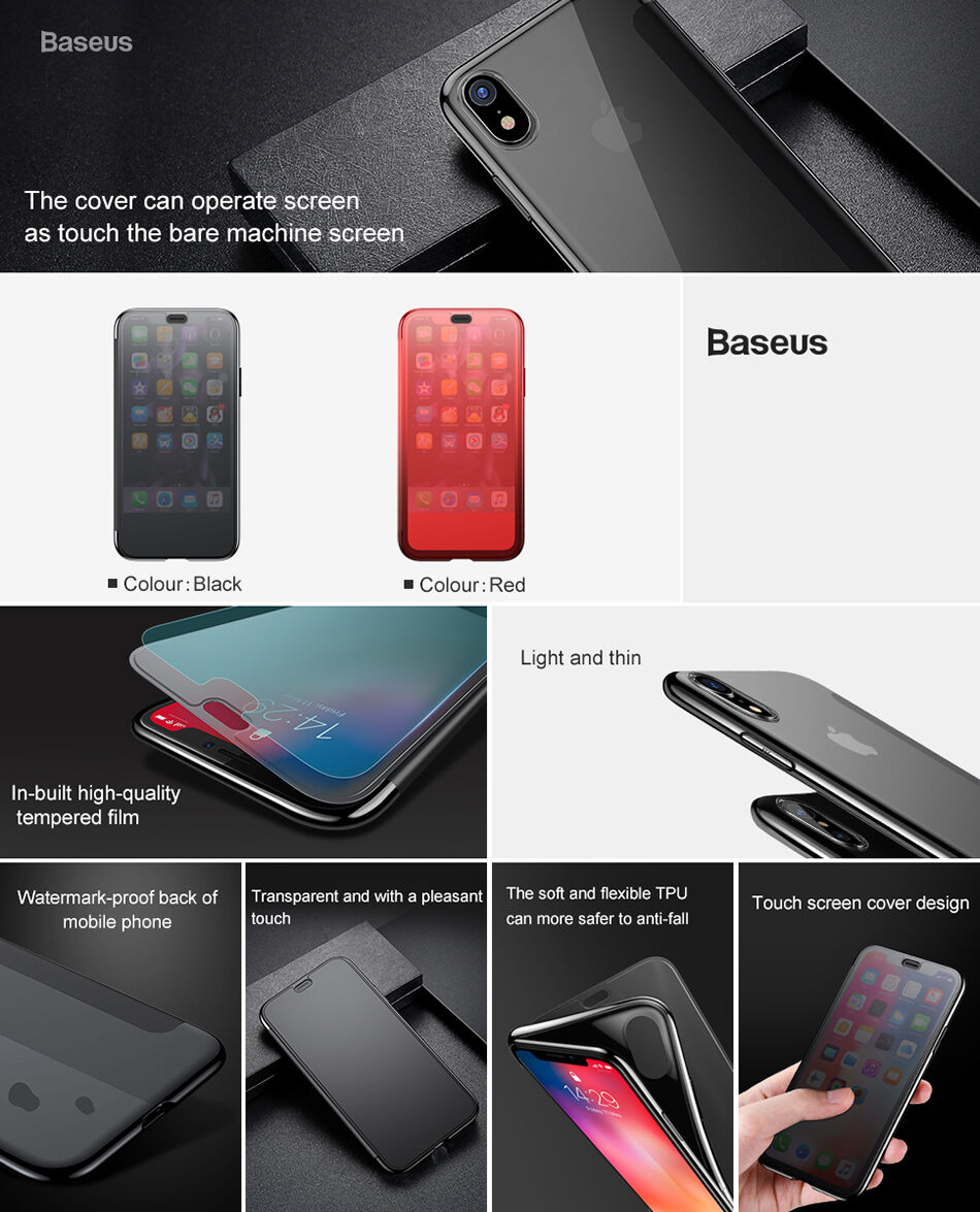 BASEUS флип калъф за iPhone XR - червена