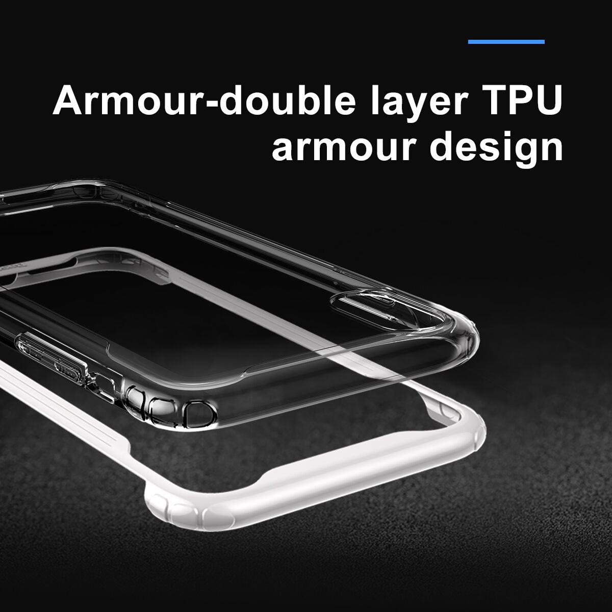 BASEUS Armor прозрачен кейс с рамка за iPhone XR - черна