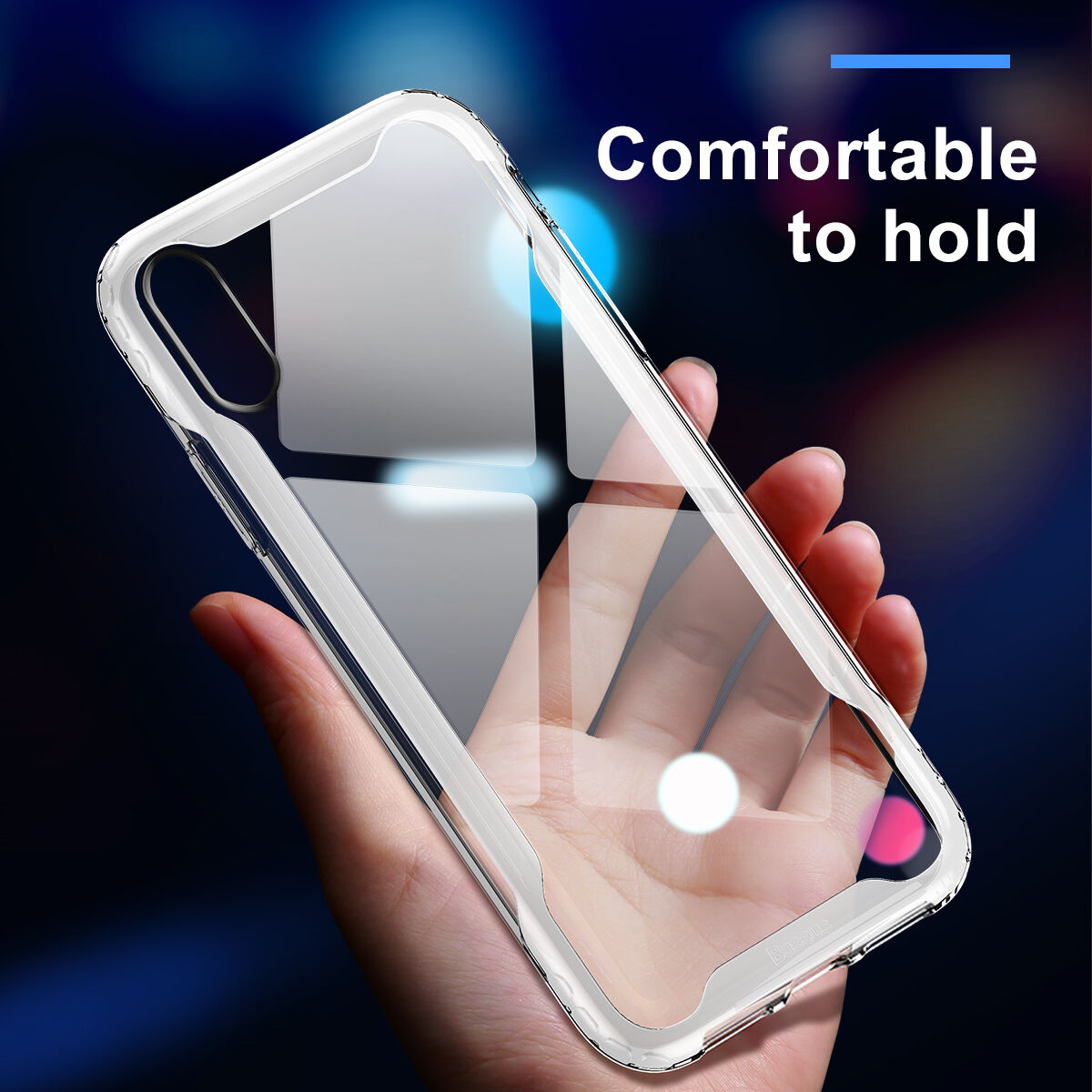 BASEUS Armor прозрачен кейс с рамка за iPhone XR - черна