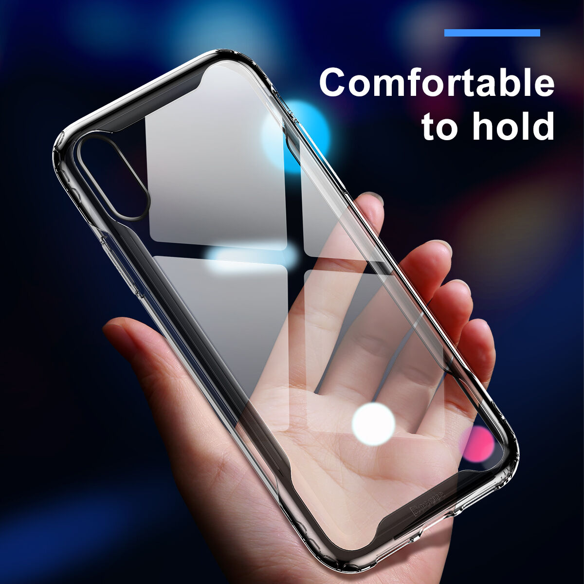 BASEUS Armor прозрачен кейс с рамка за iPhone XR - черна