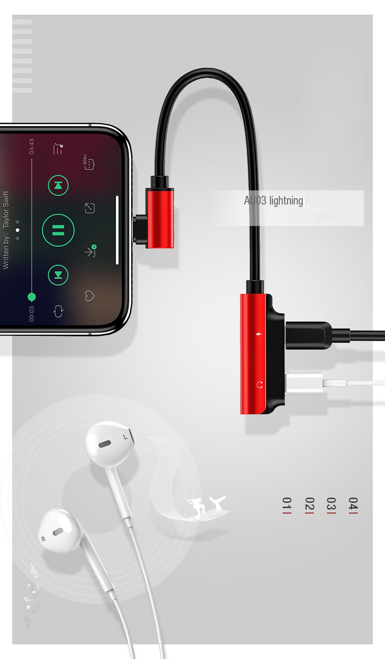 USAMS адаптер с два lightning конектора за iPhone - черна
