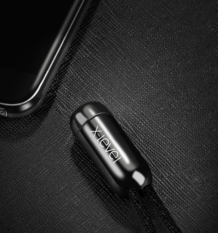 X-LEVEL елегантен USB / lightning кабел за Apple iPhone / iPad / iPod - 8cm - зелен