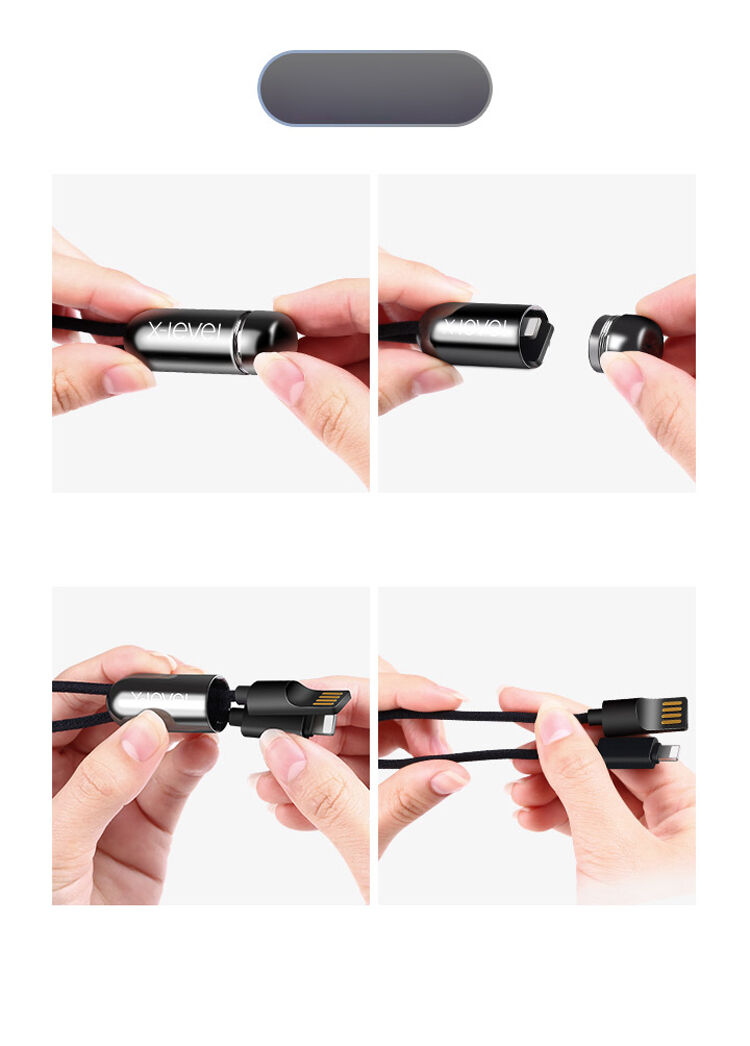 X-LEVEL елегантен USB / lightning кабел за Apple iPhone / iPad / iPod - 8cm - зелен