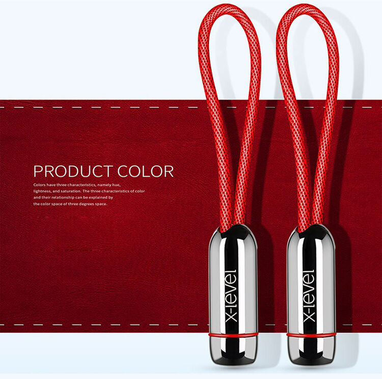 X-LEVEL елегантен USB / lightning кабел за Apple iPhone / iPad / iPod - 8cm - червен