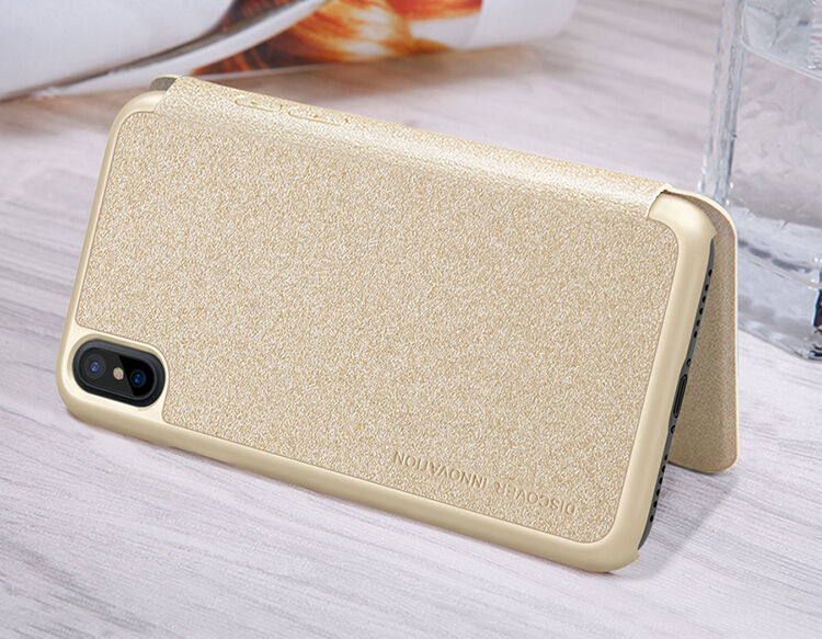 NILLKIN защитен флип калъф за Apple iPhone XS / iPhone X - златно NILLKIN защитен флип калъф за Apple iPhone XS / iPhone X - златно