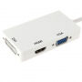 Адаптер 3в1 Mini DisplayPort (Thunderbolt) за HDMI / VGA / DVI за MacBook - бял