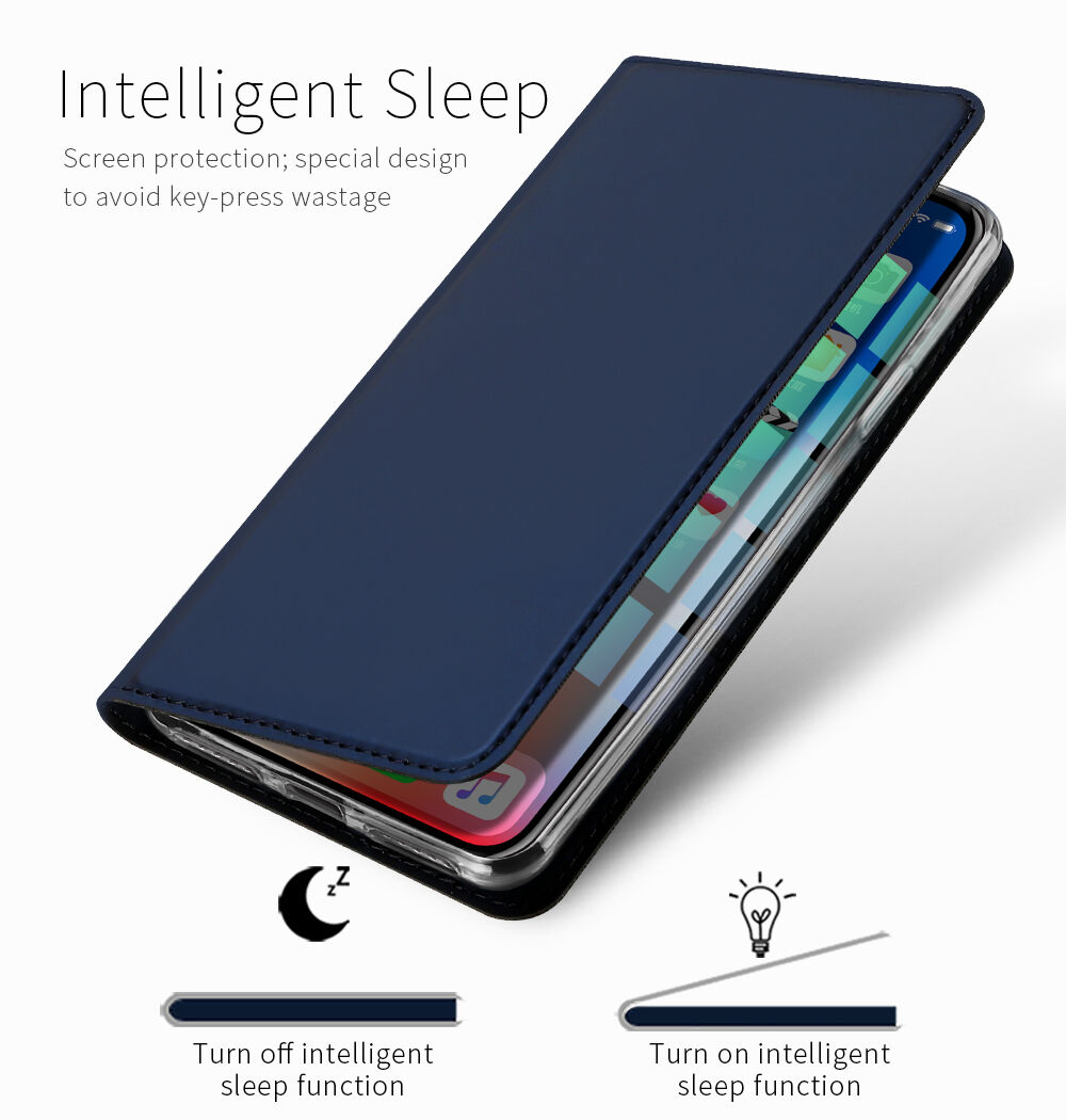 DUX DUCIS калъф със стойка и джобове за документи за Apple iPhone XS / iPhone X – тъмно син
