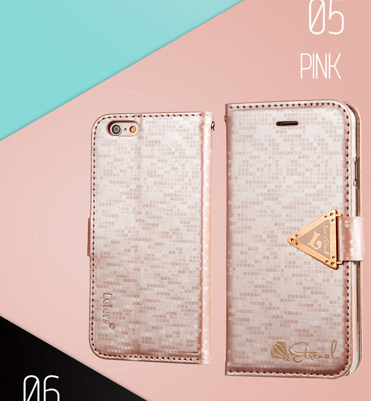 Отварящ се калъф / джоб с диамантен блясък и магнитна каишка за iPhone 6S / 6 - лилав