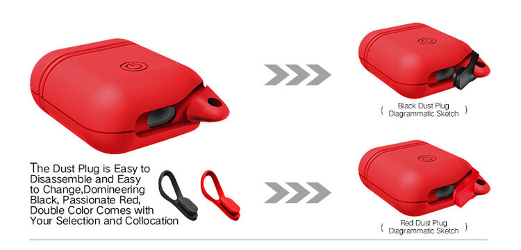 Водоустойчив и прахоустойчив силиконов защитен калъф за AirPods 1 / 2 - черен