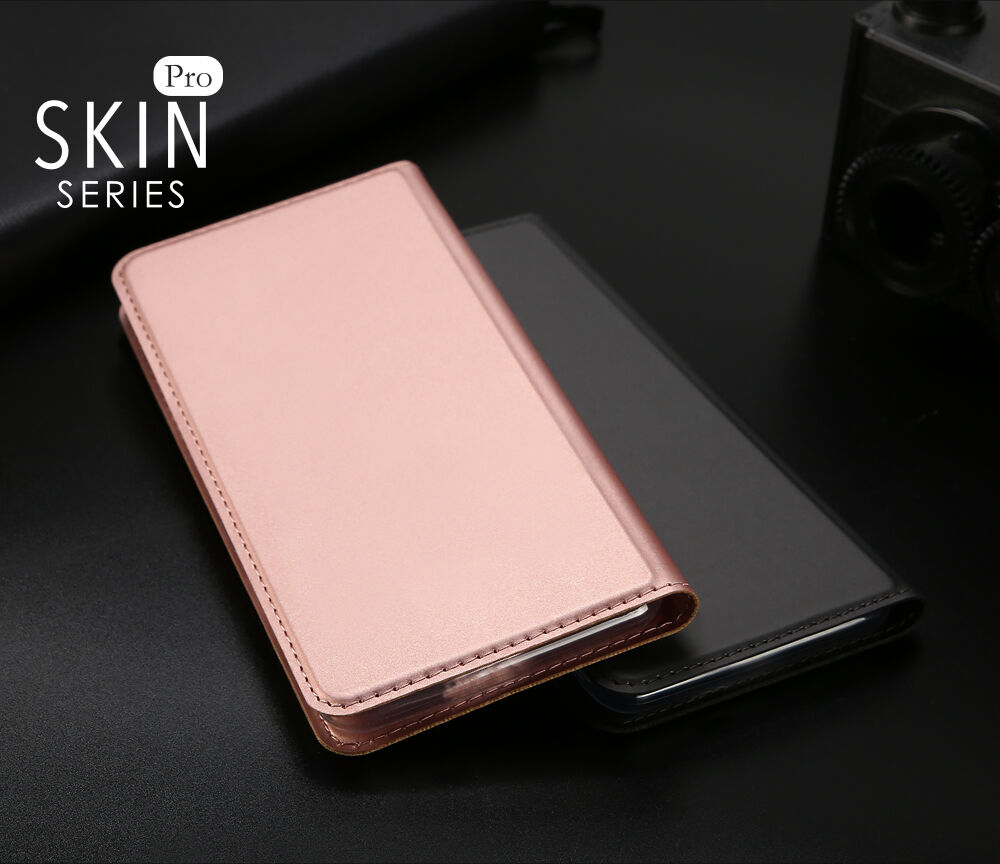 DUX DUCIS калъф със стойка и прегради за документи за Apple iPhone XS / iPhone X -розово-златна