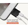 OCUBE 2в1 адаптер Lightning за 3,5 mm порт и Lightning за Apple iPhone - черен