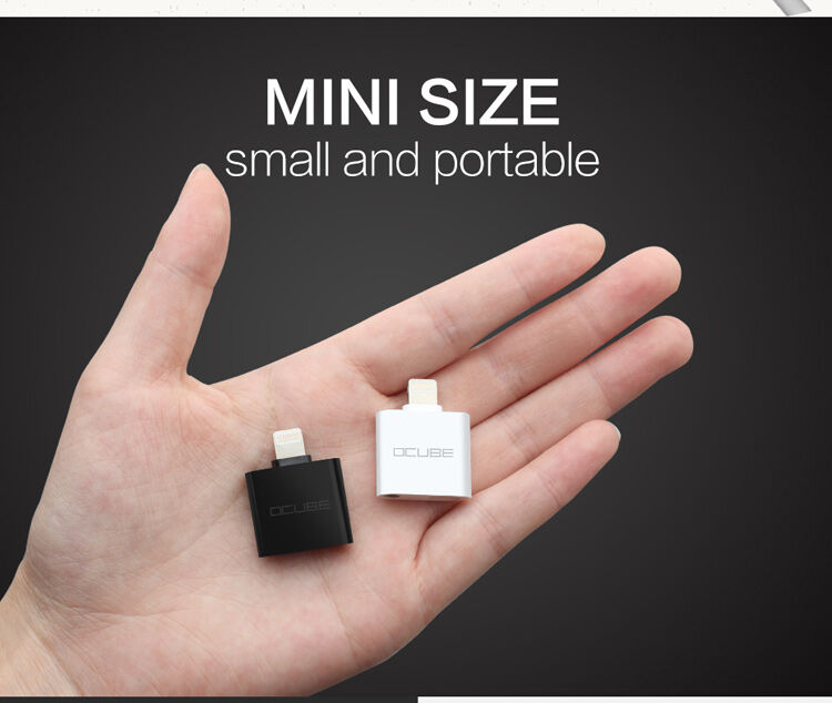 OCUBE 2в1 адаптер Lightning за 3,5 mm порт и Lightning за Apple iPhone - черен