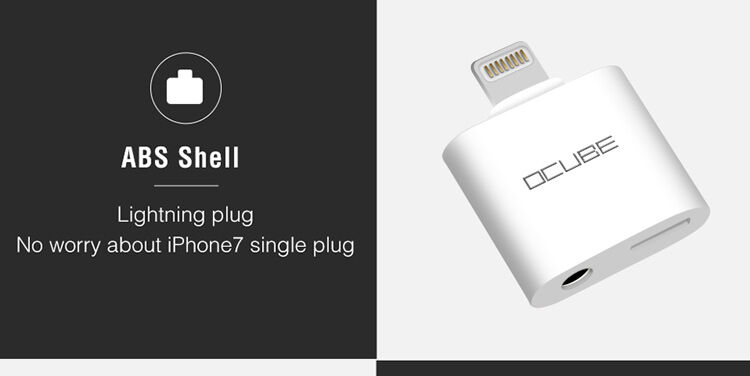 OCUBE 2в1 адаптер Lightning за 3,5 mm порт и Lightning за Apple iPhone - черен