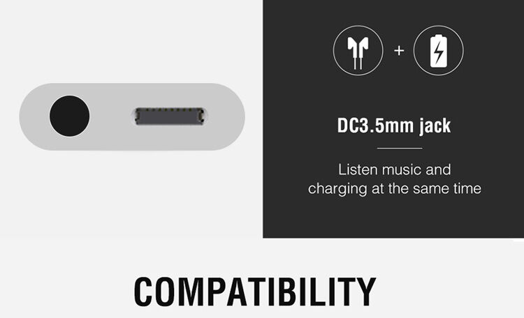 OCUBE 2в1 адаптер Lightning за 3,5 mm порт и Lightning за Apple iPhone - черен