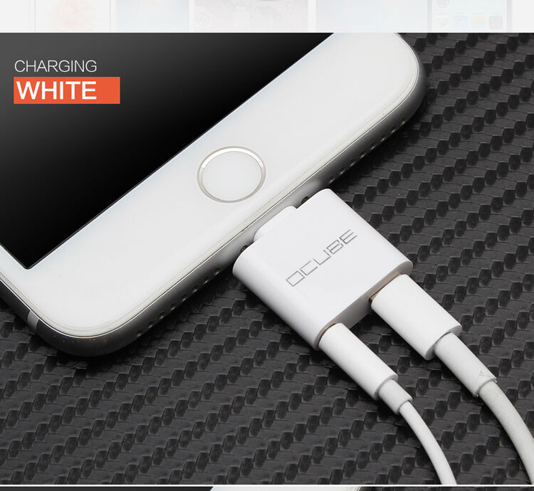 OCUBE 2в1 адаптер Lightning за 3,5 mm порт и Lightning за Apple iPhone - черен