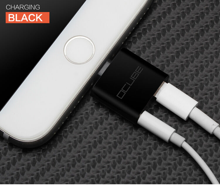 OCUBE 2в1 адаптер Lightning за 3,5 mm порт и Lightning за Apple iPhone - черен