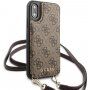 Guess 4G калъф с презрамка за iPhone X / XS - кафяв