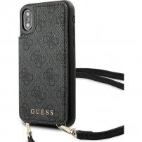 Guess 4G калъф с презрамка за iPhone X / XS - сиво