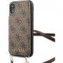 Guess 4G флип калъф с каишка за iPhone XR - кафяв