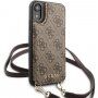 Guess 4G флип калъф с каишка за iPhone XR - кафяв