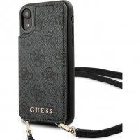 Guess 4G флип калъф с каишка за iPhone XR - сиво