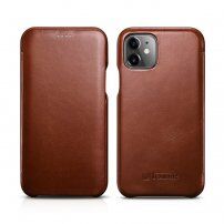 Icarer кожен флип калъф за iPhone 11 - цвят какао