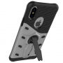 Изключително устойчив кейс със стойка за iPhone XS / iPhone X - сребърен