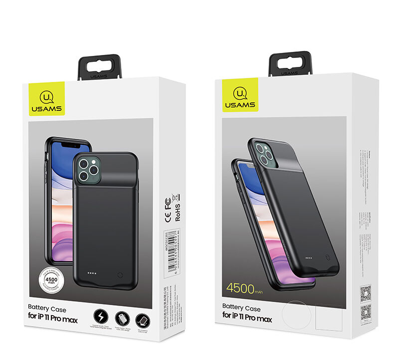 Usams кейс с батерия 4500mAh за iPhone 11 - черен Usams кейс с батерия 4500mAh за iPhone 11 - черен