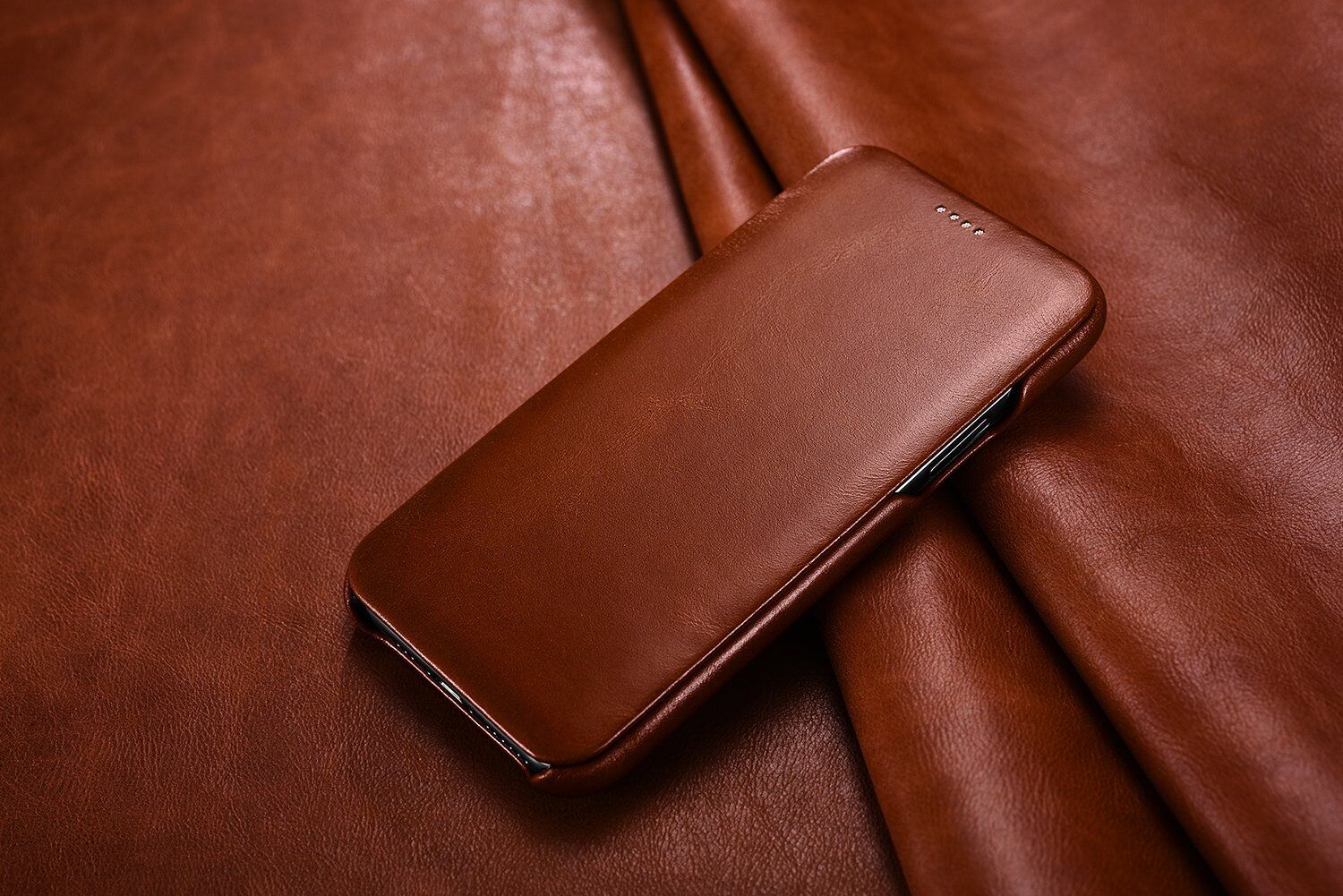 Icarer кожен флип калъф за iPhone 11 Pro Max - цвят какао