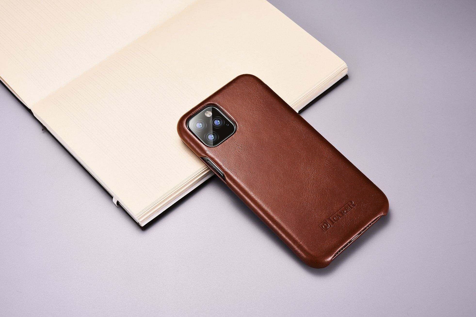 Icarer кожен флип калъф за iPhone 11 Pro Max - цвят какао