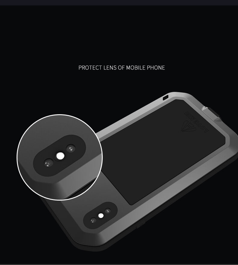 Love Mei супер устойчив калъф против удари / вода / прах за iPhone XS Max - черно