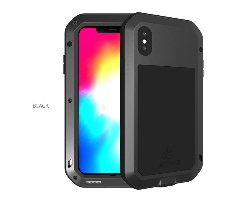 Love Mei супер устойчив калъф против удари / вода / прах за iPhone XS Max - черно