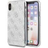 Guess 4G Solid Glitter блестящ кейс за iPhone X / XS - сребърен