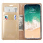 MERCURY кожен калъф с място за документи и стойка за iPhone XS / iPhone X - златен