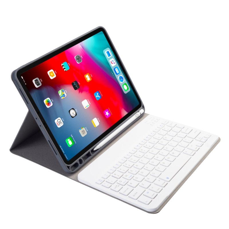 Калъф с бяла клавиатура и място за Apple Pencil за iPad Pro 11" (2018 ...