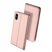 DUX DUCIS калъф със стойка и прегради за документи за Apple iPhone XS / iPhone X -розово-златна