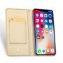 DUX DUCIS калъф със стойка и прегради за документи за Apple iPhone XS / iPhone X -златна