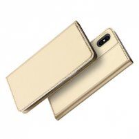 DUX DUCIS калъф със стойка и прегради за документи за Apple iPhone XS / iPhone X -златна