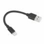 Сплетен кабел за пренос на данни и зареждане USB-A 2.0 / Lightning за iPhone / iPad / iPod / AirPods - 13 cm - черен