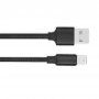 Сплетен кабел за пренос на данни и зареждане USB-A 2.0 / Lightning за iPhone / iPad / iPod / AirPods - 13 cm - черен