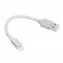 Сплетен кабел за пренос на данни и зареждане USB-A 2.0 / Lightning за iPhone / iPad / iPod / AirPods - 13 cm - сребърен
