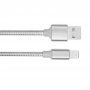 Сплетен кабел за пренос на данни и зареждане USB-A 2.0 / Lightning за iPhone / iPad / iPod / AirPods - 13 cm - сребърен