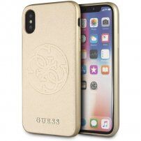 Guess Saffiano кейс с лого за iPhone X / XS - златен