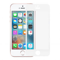 Закалено 3D стъкло за целия телефон за iPhone SE (2016)/ 5S / 5 - 0,3 mm - бяло