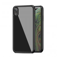 Ipaky кейс със стъклена задна страна и защита на ъглите за iPhone XR - черен