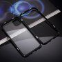 Калъф за целия телефон от закалено стъкло с метална рамка за iPhone 11 - черно