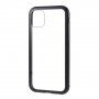 Калъф за целия телефон от закалено стъкло с метална рамка за iPhone 11 - черно