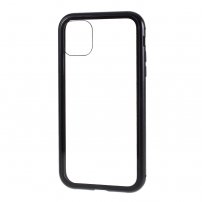 Калъф за целия телефон от закалено стъкло с метална рамка за iPhone 11 Pro - черно