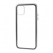 Калъф за целия телефон от закалено стъкло с метална рамка за iPhone 11 Pro - сребърно